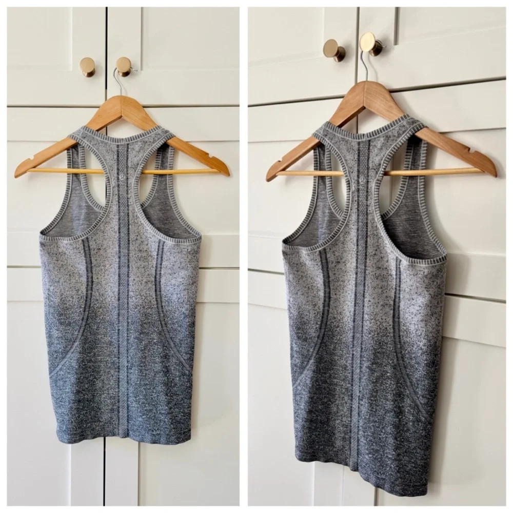 Lululemon Athletica Swiftly Tech Racerback Tank, White / Dark Cast (Ombre) sz. 6